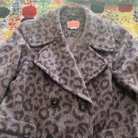 Kate Spade Brushed Leopard Peacoat in Purple, size 12/L - Picture 7 of 12